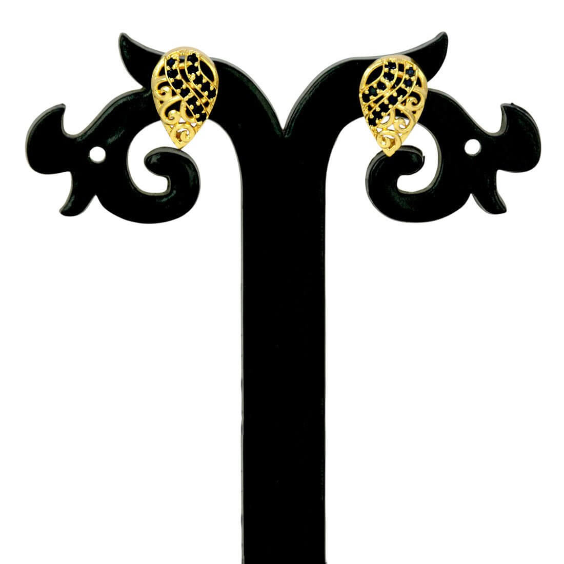 Stylish Gold Plated Stone Tear Drop Stud Earrings - K Supreme