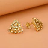 Stylish Gold - Plated Triangle Fan Stone Stud Earrings - KSupreme