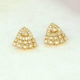 Stylish Gold - Plated Triangle Fan Stone Stud Earrings - KSupreme