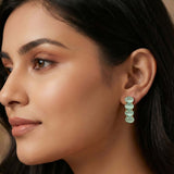 Stylish Golden Oval Stone Drop Earrings - K Supreme