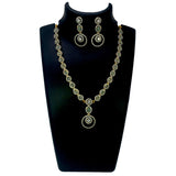 Premium Fashion CZ Aqua Green Stone Necklace Set