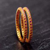 Stylish Tear Drop Ruby Matte Bangles - K Supreme