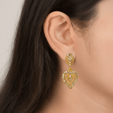 Synthetic Stone Gold Plated Heart Drop Earrings for Girls - K Supreme