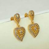 Synthetic Stone Gold Plated Heart Drop Earrings for Girls - K Supreme