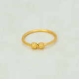 Textured Gold - Plated Dual Bead Finger Ring - K Supreme