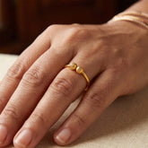 Textured Gold - Plated Dual Bead Finger Ring - K Supreme