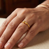 Textured Gold - Plated Dual Bead Finger Ring - K Supreme
