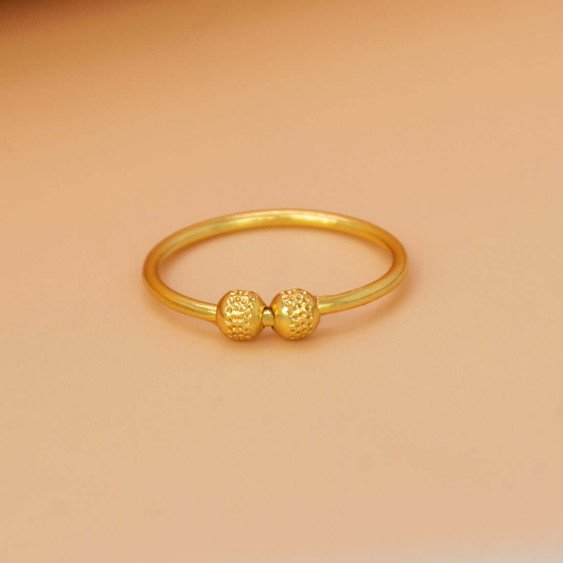 Textured Gold - Plated Dual Bead Finger Ring - K Supreme