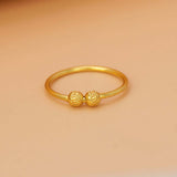 Textured Gold - Plated Dual Bead Finger Ring - K Supreme