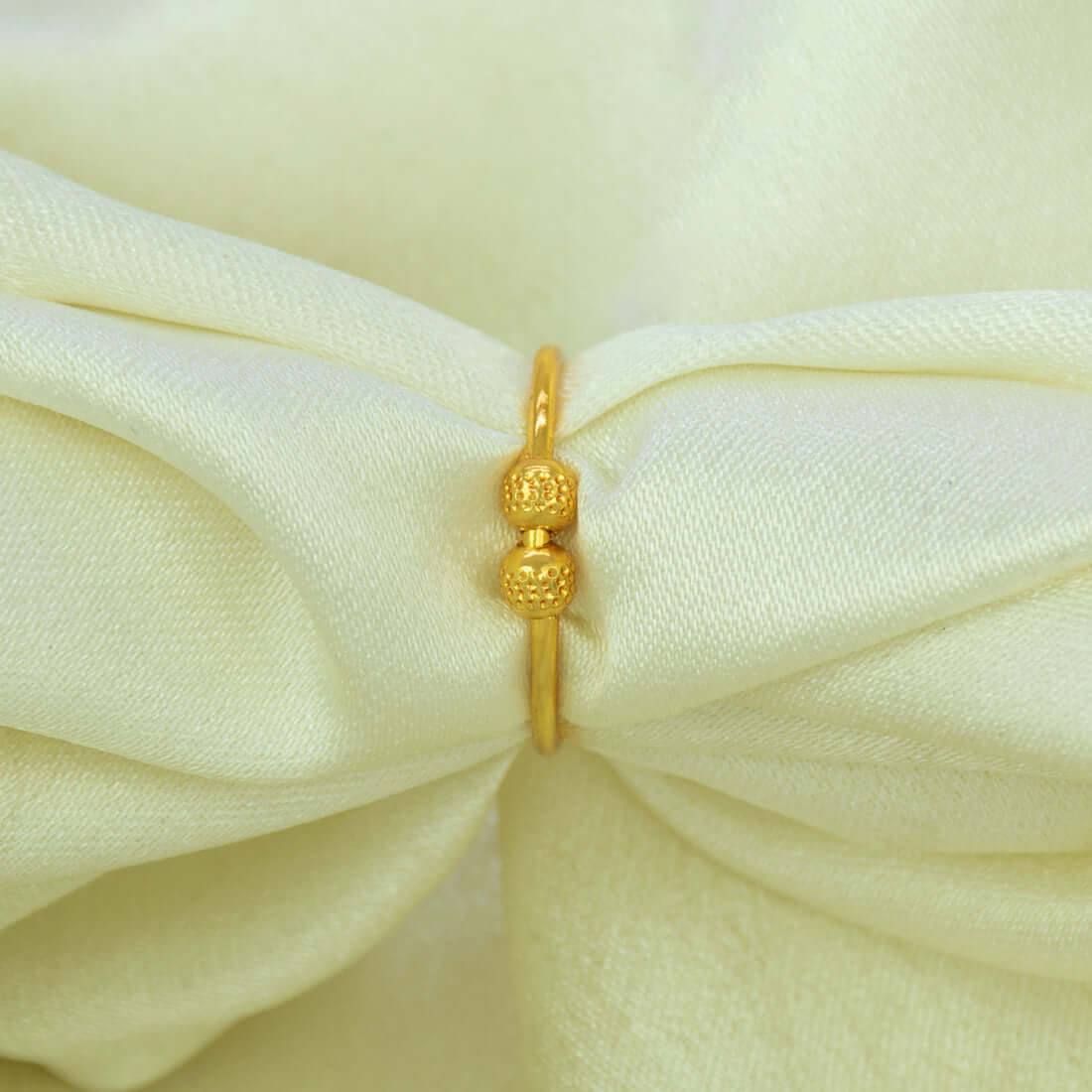 Textured Gold - Plated Dual Bead Finger Ring - K Supreme