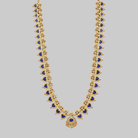 Traditional Kerala Blue Palakka Mala Long Chain Haram - K Supreme