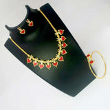 Traditional Palakka Necklace with Bangle Combo Set - Red