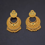 Trendy Antique Gold Plated Filigree Chandbali Earrings - K Supreme