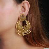 Trendy Antique Gold Plated Filigree Chandbali Earrings - K Supreme