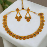 Trendy Designer Ruby Emerald Matte Necklace Set