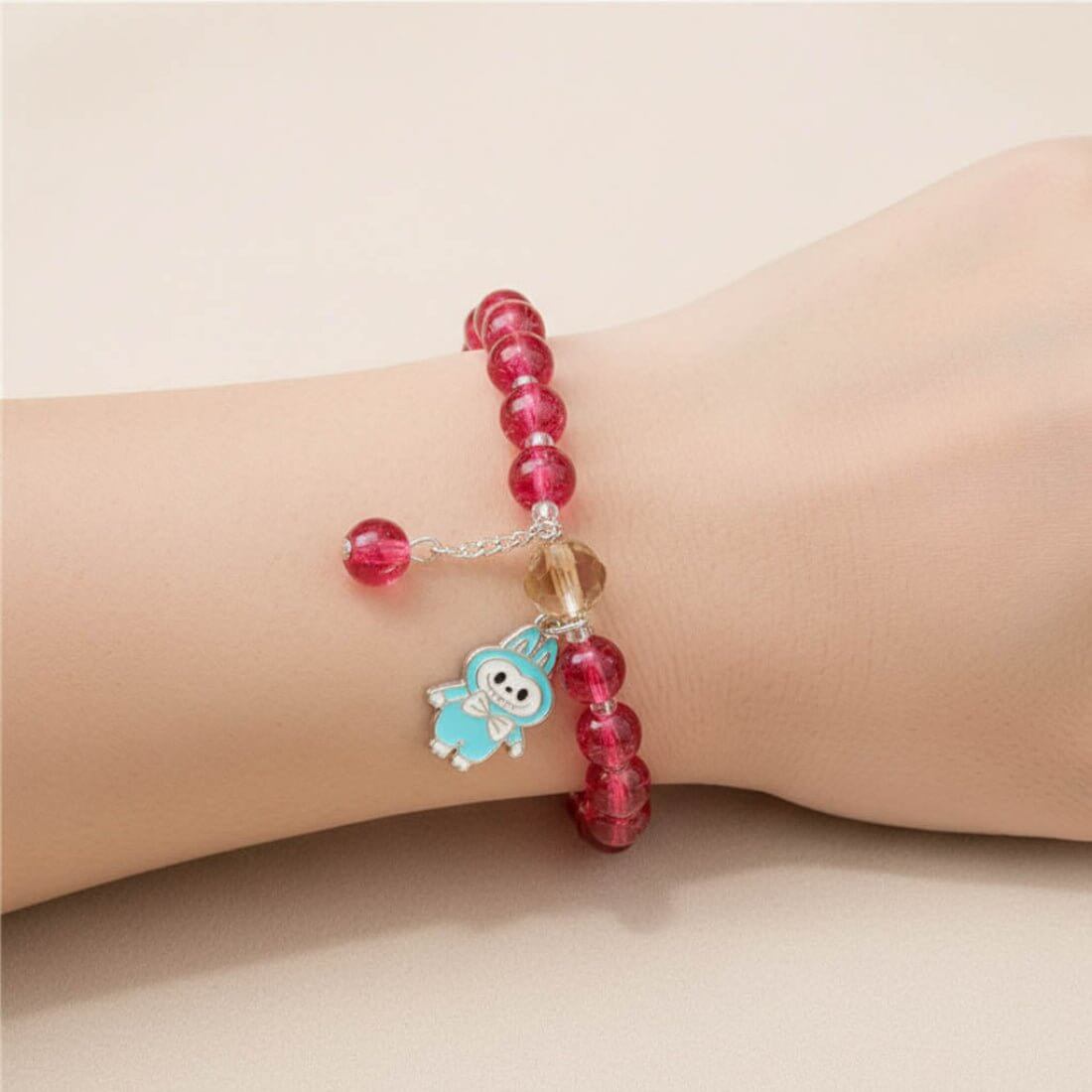 Trendy Fashion Crystal Beaded Labubu Charm Bracelet - K Supreme