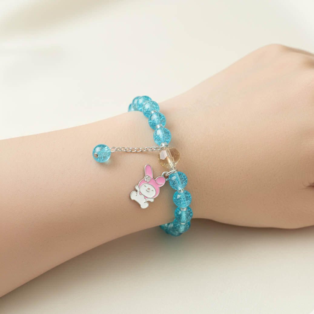 Trendy Fashion Crystal Beaded Labubu Charm Bracelet - K Supreme