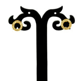 Trendy Gold Plated Circular Cubic Zirconia Ear Studs - K Supreme