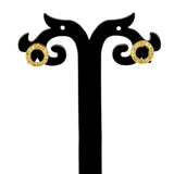Trendy Gold Plated Circular Cubic Zirconia Ear Studs - K Supreme