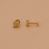 Trendy Gold - Plated Floral CZ Stone Stud Earrings - K Supreme