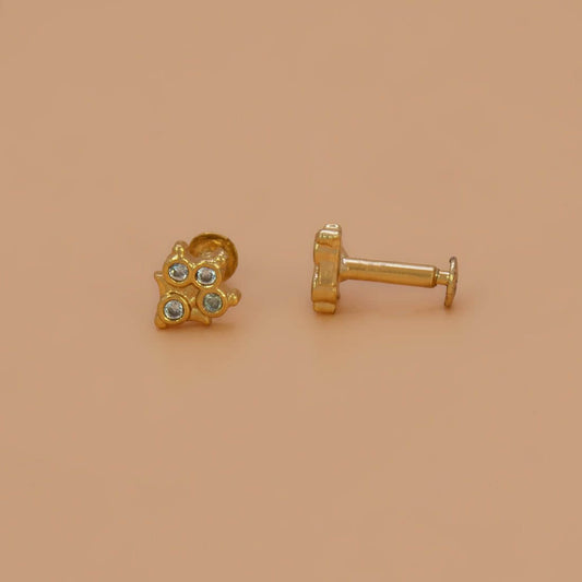 Trendy Gold - Plated Floral CZ Stone Stud Earrings - K Supreme