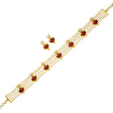 Trendy Gold Plated Palakka Ruby Choker Necklace Set - KSupreme