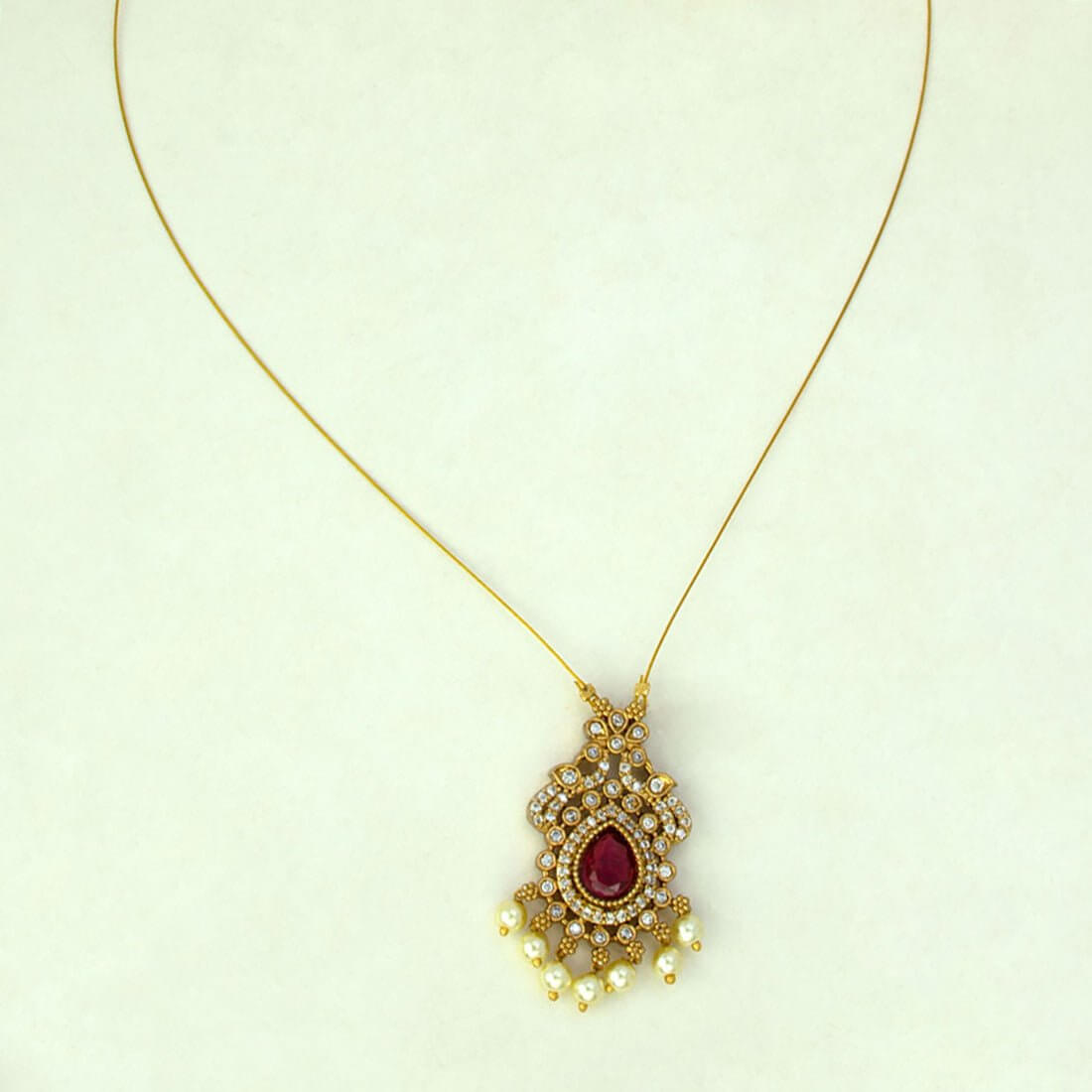 Trendy Invisible Chain CZ Victorian Pendant Necklace - KSupreme