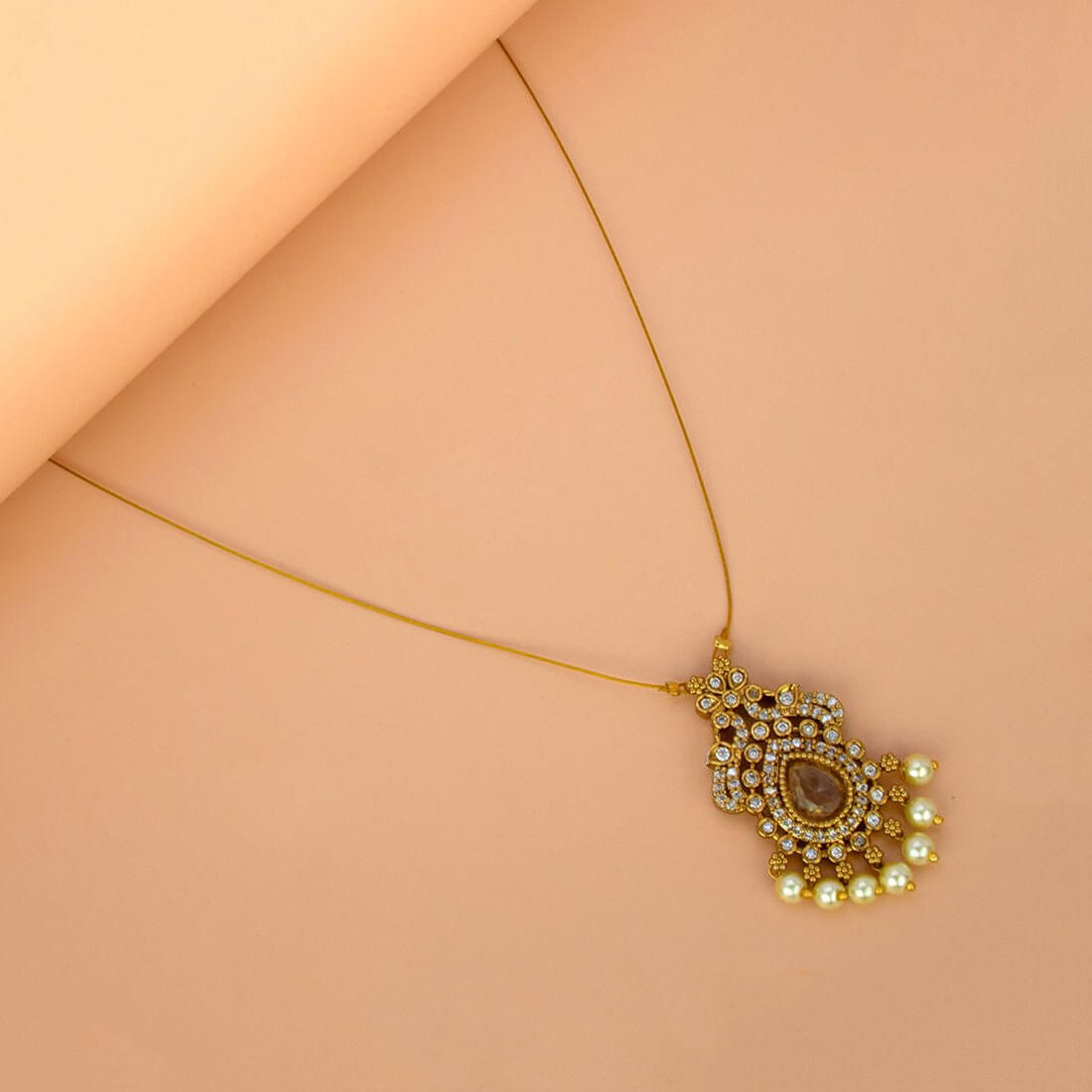 Trendy Invisible Chain CZ Victorian Pendant Necklace - KSupreme