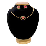 Trendy Matte Finish Lotus Pendant With Chain and Earrings - K Supreme