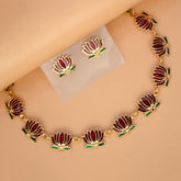 Trendy Matte Gold - plated Lotus Necklace Set - K Supreme