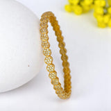 Trendy Round Floral Design White CZ Bangle - KSupreme