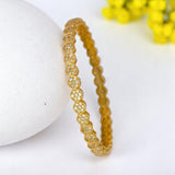 Trendy Round Floral Design White CZ Bangle - KSupreme