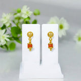 Vibrant Gold Plated Coral Drop Earrings For Girls - KSupreme