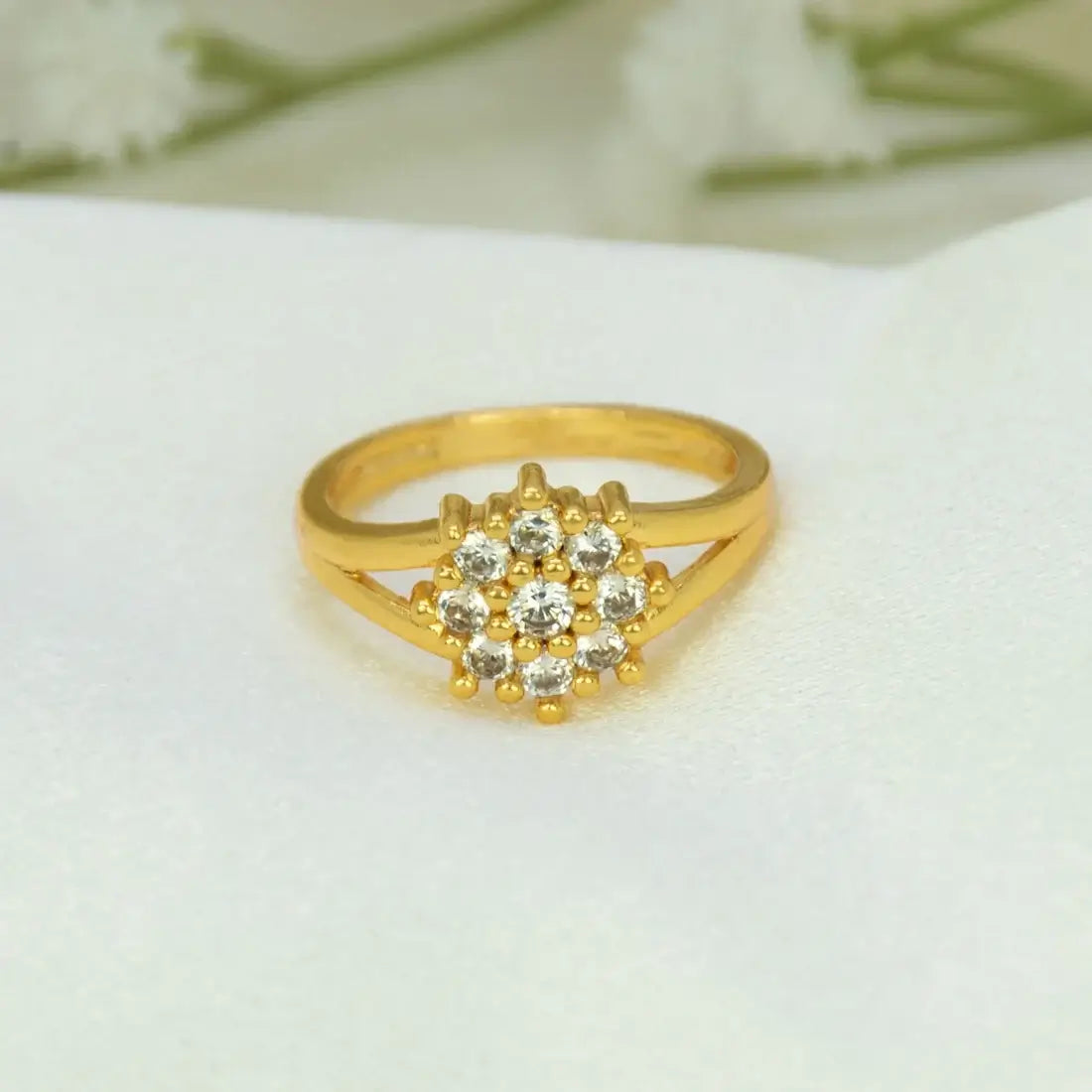 Gold-Plated CZ Stone Cluster Ring