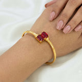 Gold Plated Big Red Stone Cuff Bangle