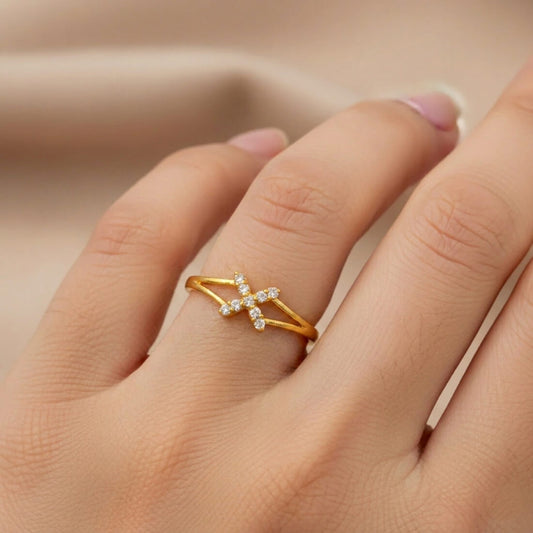 Gold-plated CZ Stone Butterfly Finger Ring