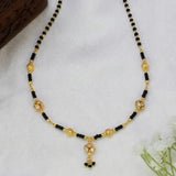 Gold-Plated Black and Designer Golden Beads Necklace