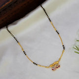 Gold-Plated Dual Pendant Black Bead Mangalsutra 