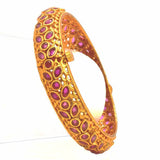 Antique Matte Finish Ruby Screw Bangle Kada