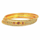 Premium Designer Ruby and Cz Stone Bangles Set