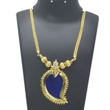 Alluring Premium Gold Plated Big Mango Pendant Necklace featuring a blue mango pendant with designer Urvashi chain.