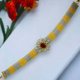 Two-Tone Designer Bridal CZ Ruby Choker