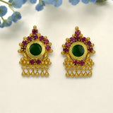 Kerala Design Gold Plated Round Enamel Ear Studs