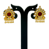 Kerala Design Gold Plated Round Enamel Ear Studs