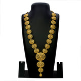 ട്രെൻഡി ഗോൾഡ് പ്ലേറ്റഡ് മെഷ് ഡിസൈനർ റൂബി CZ ബ്രൈഡൽ ലോംഗ് ചെയിൻ