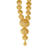 ട്രെൻഡി ഗോൾഡ് പ്ലേറ്റഡ് മെഷ് ഡിസൈനർ റൂബി CZ ബ്രൈഡൽ ലോംഗ് ചെയിൻ