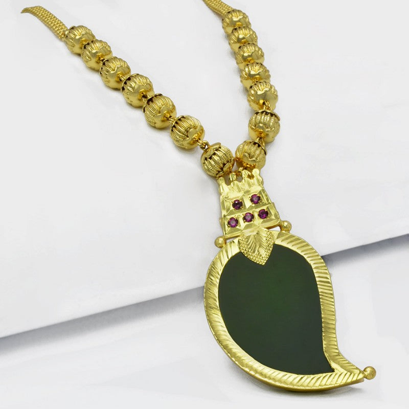 Premium Gold Plated Ball Chain Mango Pendant Necklace featuring a big mango pendant with intricate design.