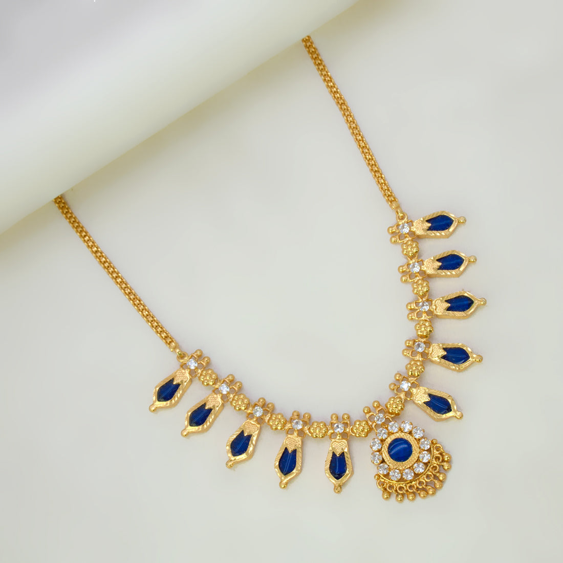 Traditional Kerala Nagapadam Necklace - Blue