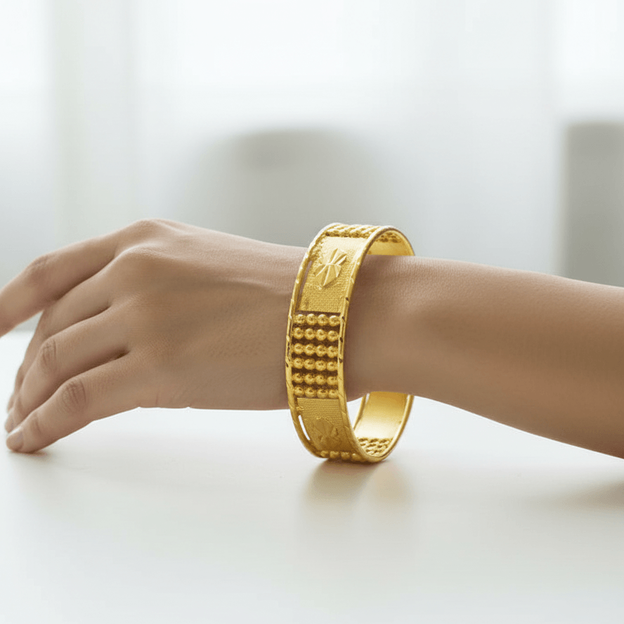 Graceful Gold-Plated Designer Broad Bangle for Women