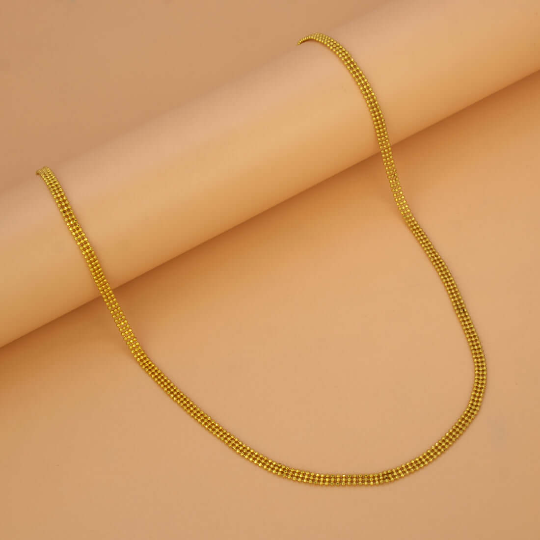 Gold Plated Three Layer Beads Lee Chain For Girls